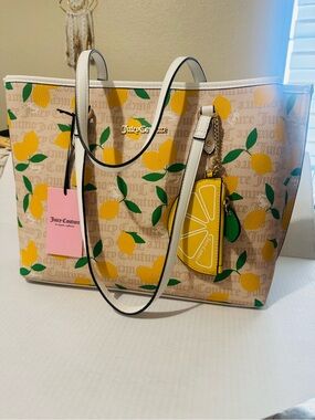 Juicy Couture Fruitful Lemon Tote  sandstone multi color BNWT